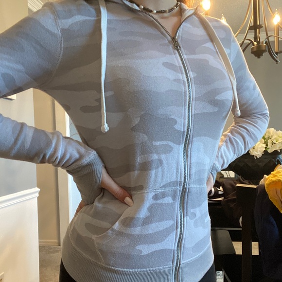 Grey Camouflage Zip-up Hoodie - Picture 4 of 5